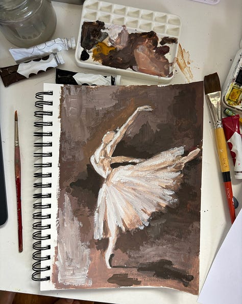 Various sketches in colored pencil, gouache, watercolor, neocolor II pastel