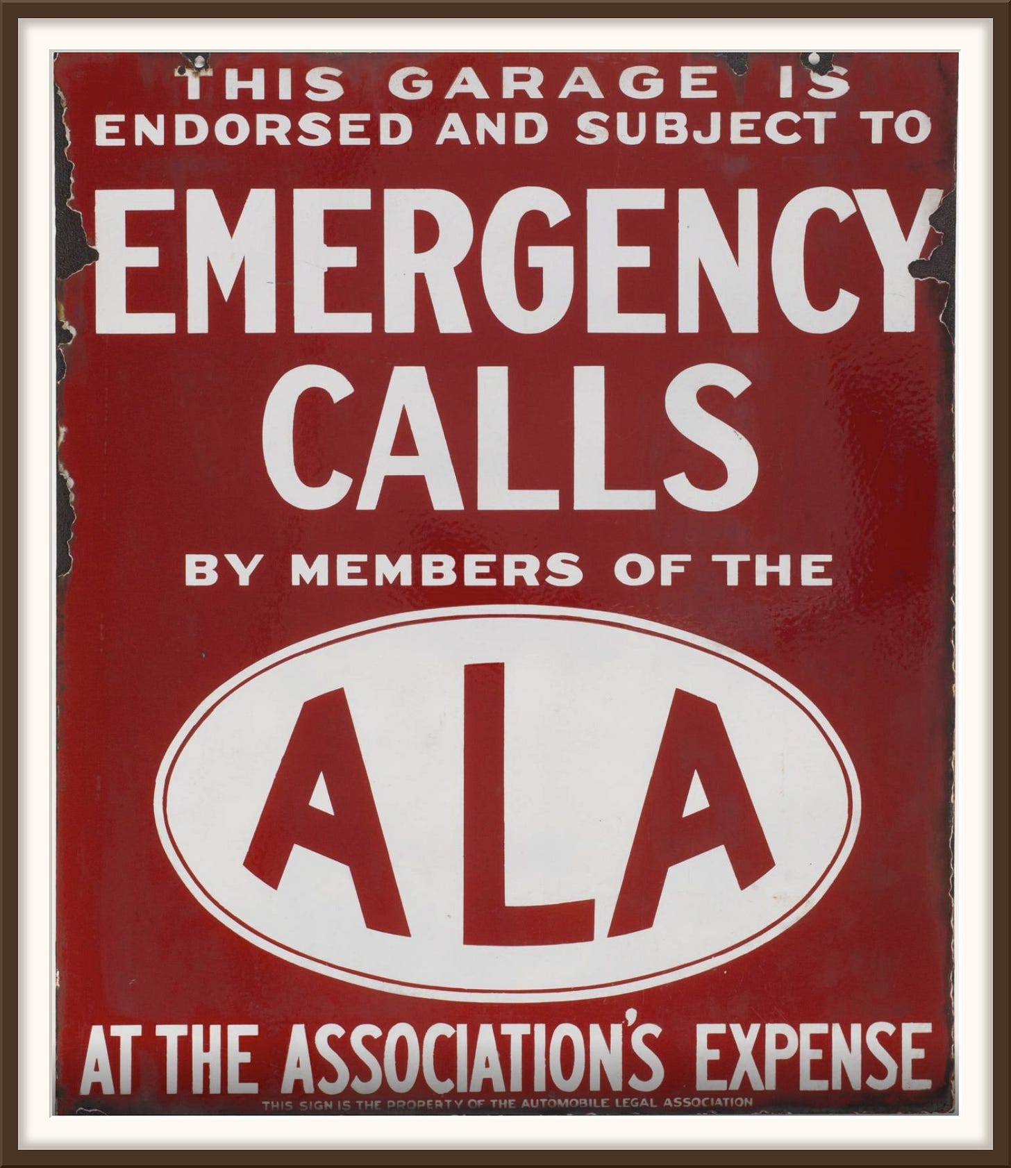 An A.L.A. Emergency Calls sign An A.L.A. Emergency Calls sign