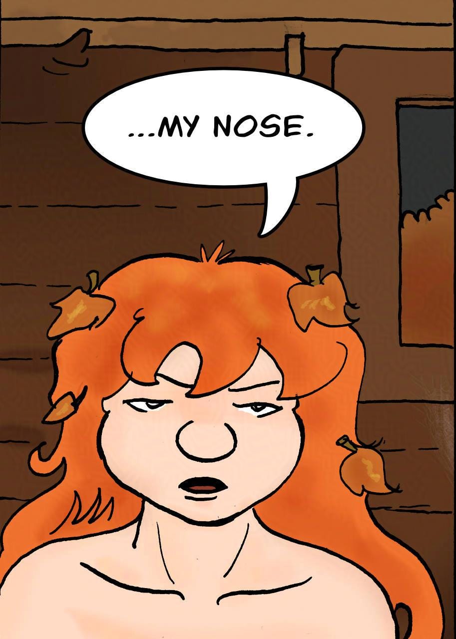 Panel 3. Kel: ... My nose.