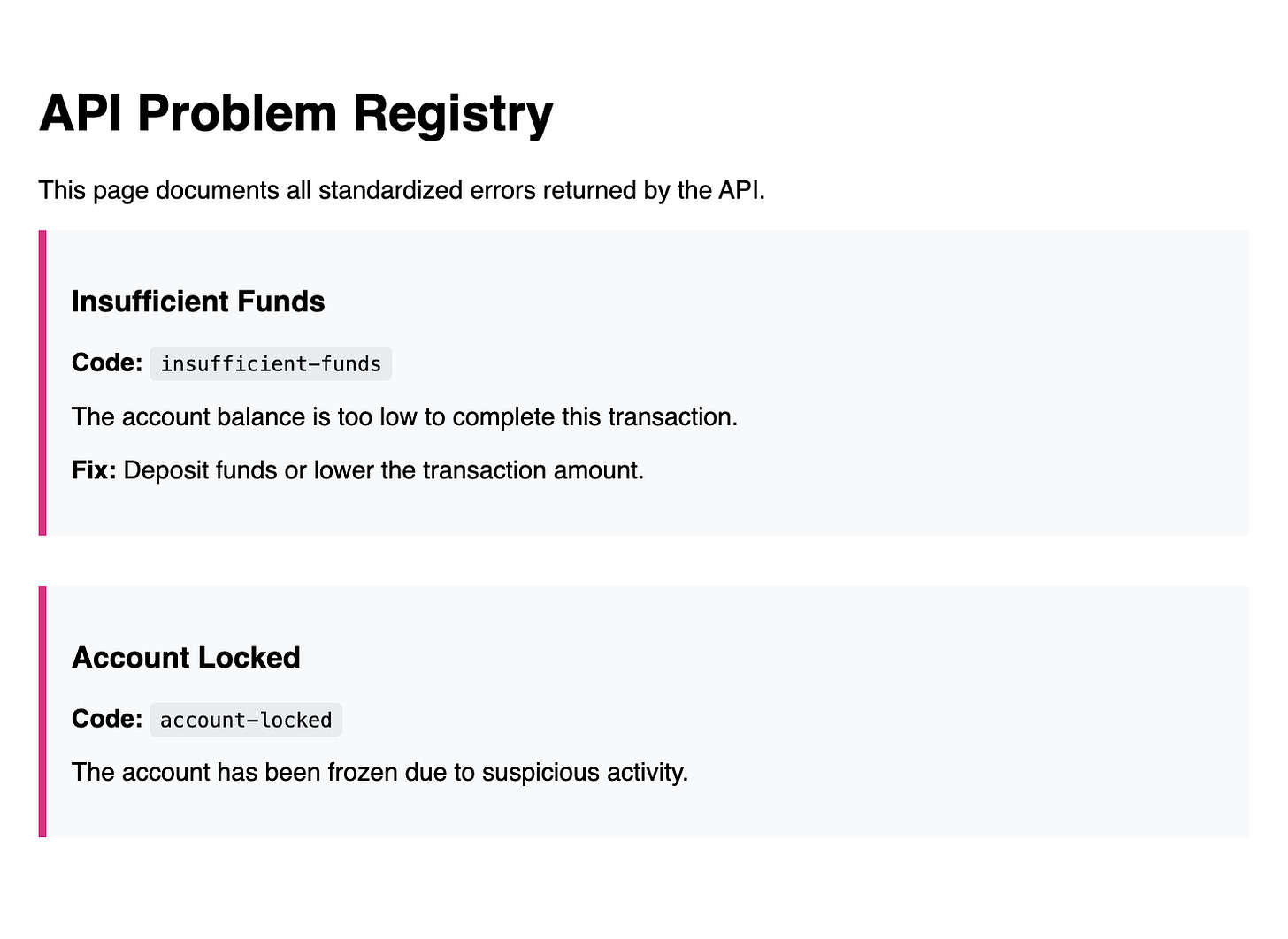 Problem Registry Page