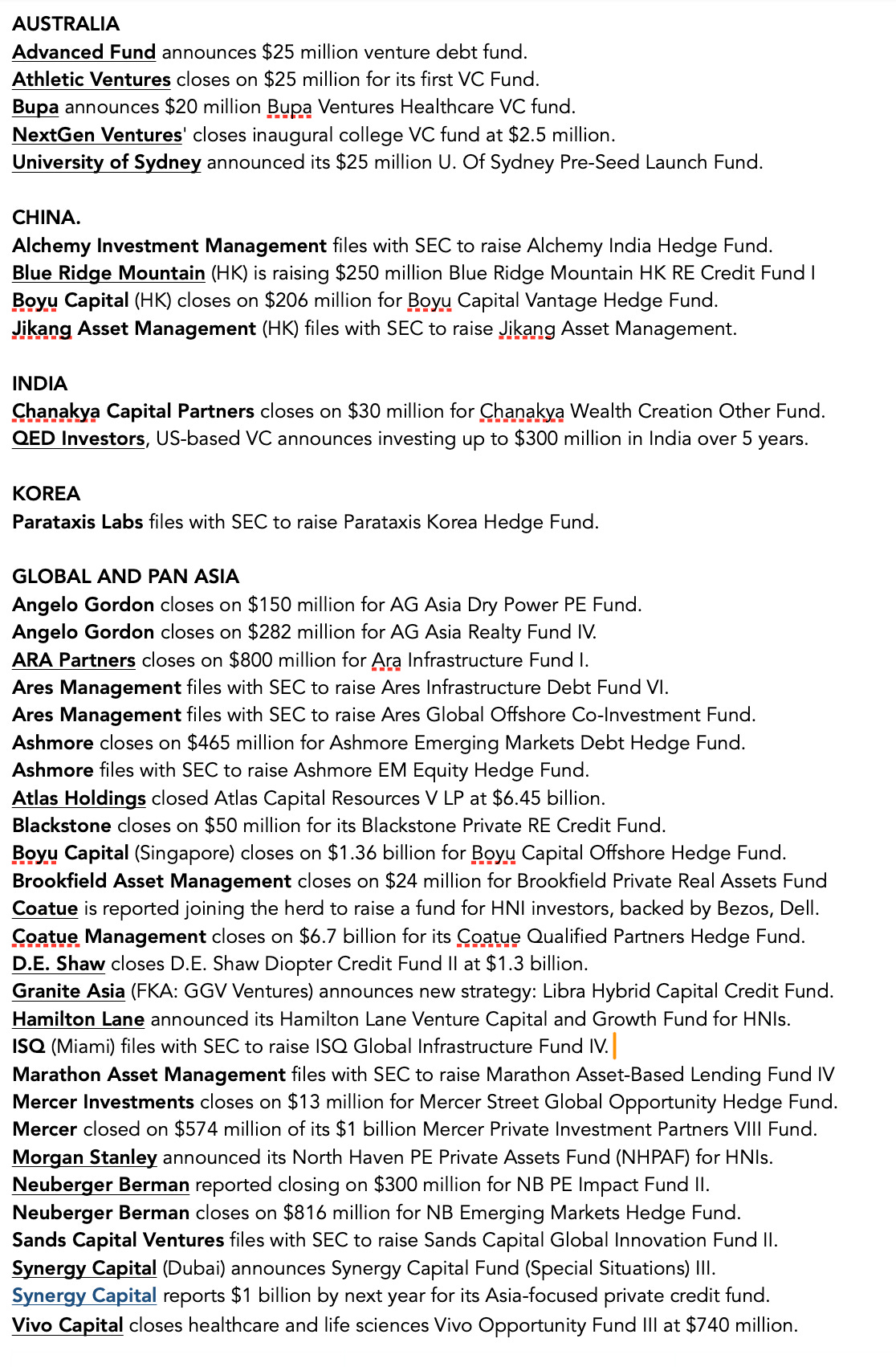 T&I Fundraising and Firms Report for Asia