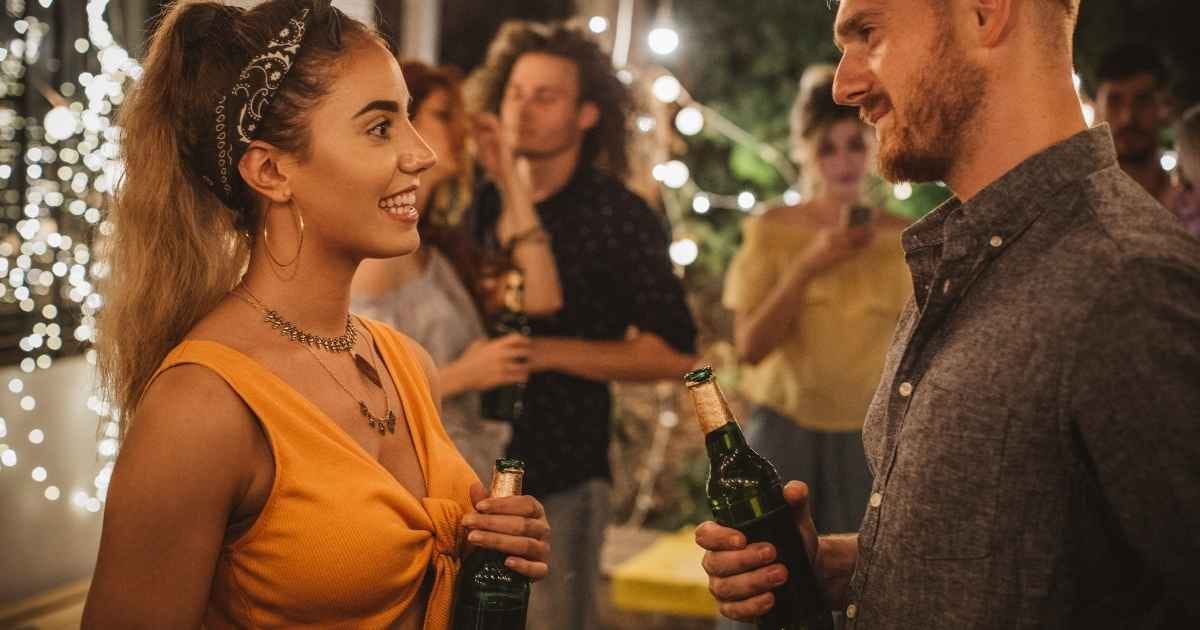 young couple at summer party