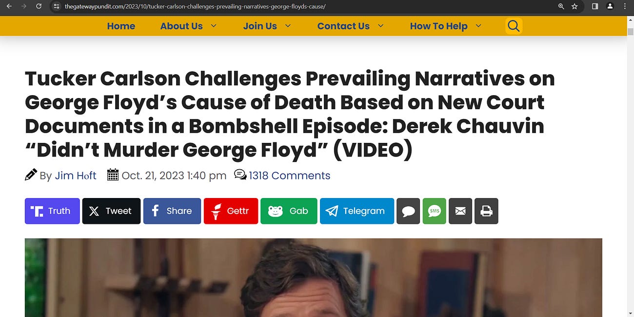 Was the entire George Floyd matter a total lie in terms of how it was handled and was he murdered? by whom? Tucker Carlso says YES, it was a lie! Tucker: 'Derek Chauvin “Didn’t Murder George Floyd”'