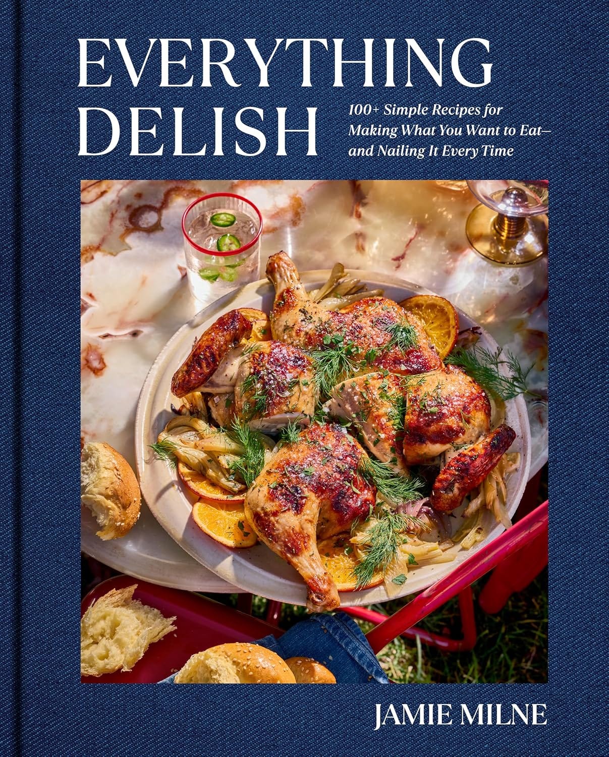 Jamie Milne's cookbook cover for Everything Delish Jamie Milne's cookbook cover for Everything Delish