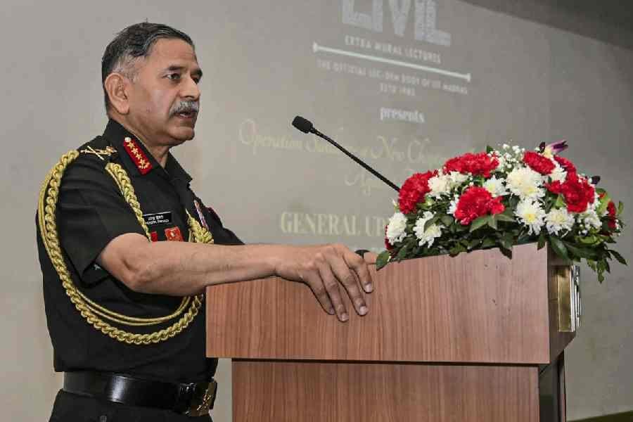 Chief of Army Staff General Upendra Dwivedi speaks during the inauguration of 'Agnishodh', the Indian Army Research Cell (IARC), at IIT Madras, in Chennai. Chief of Army Staff General Upendra Dwivedi speaks during the inauguration of 'Agnishodh', the Indian Army Research Cell (IARC), at IIT Madras, in Chennai.
