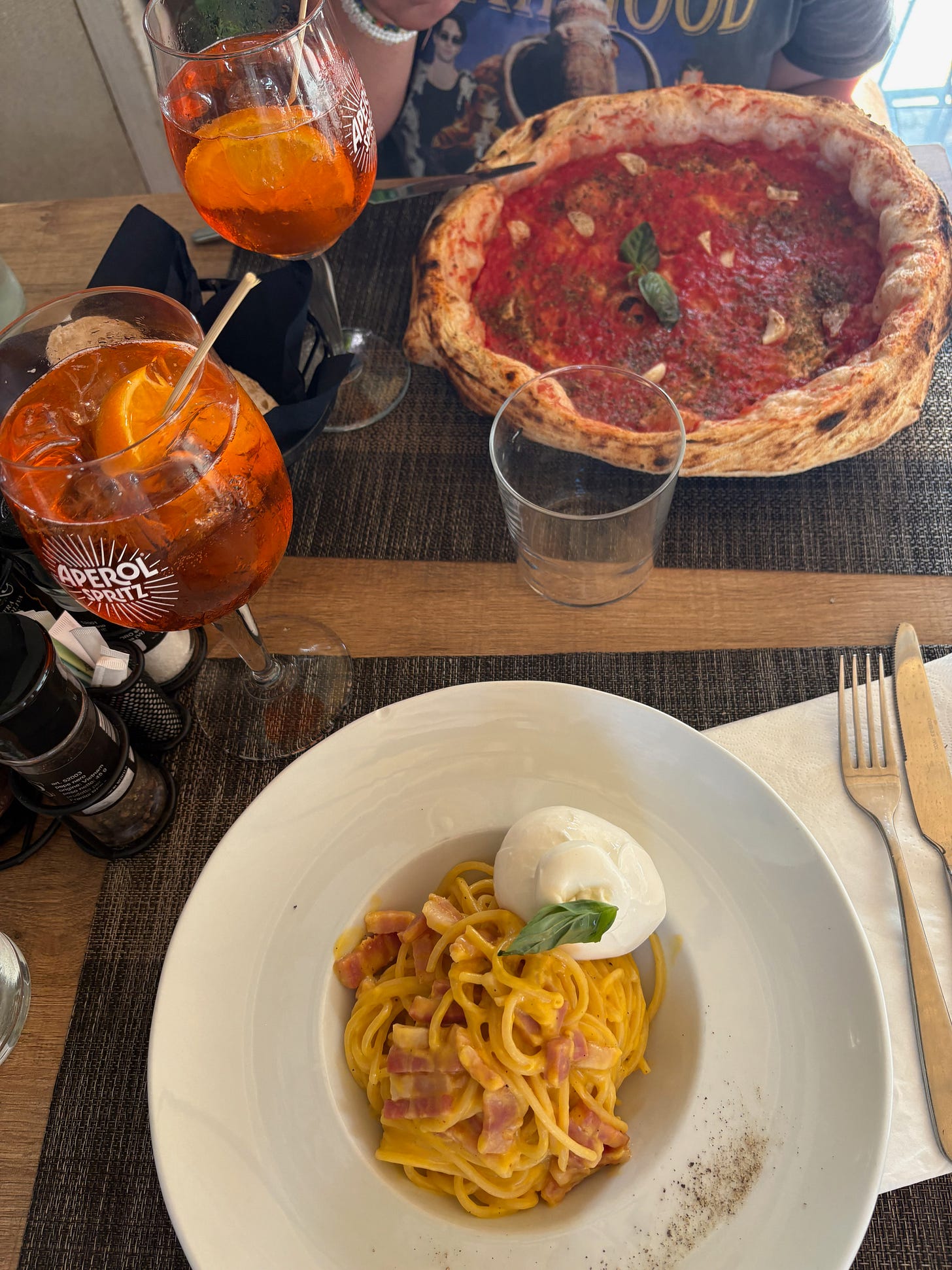 pizza and pasta carbonara pizza and pasta carbonara