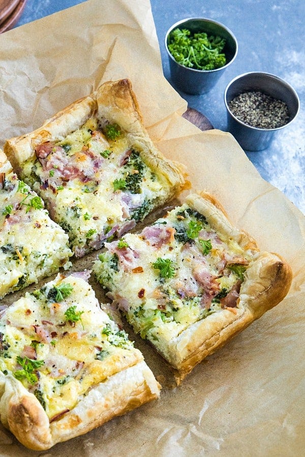Puff Pastry Quiche with Broccoli, Ham and Cheese – Must Love Home