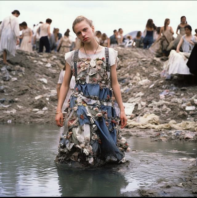 Fashion created with fashion industry waste fabric