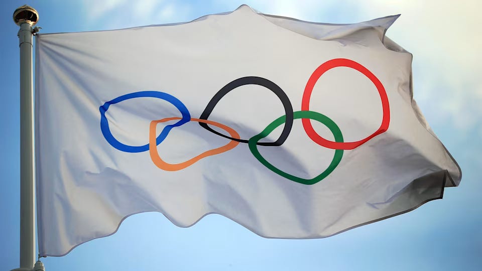 Flag featuring the olympic logo Flag featuring the olympic logo