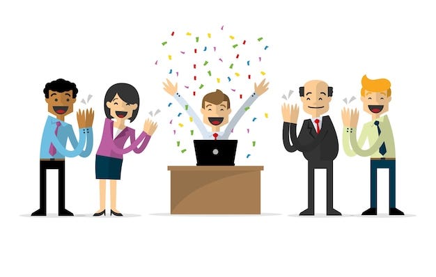 Premium Vector | Businessman get a promotion, success