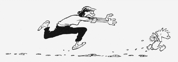 cartoon drawing of Calvin running gleefully naked from a bath, leaving water dripping on the floor, as his mom, yelling, chases him. One butt cheek is suggested. cartoon drawing of Calvin running gleefully naked from a bath, leaving water dripping on the floor, as his mom, yelling, chases him. One butt cheek is suggested.