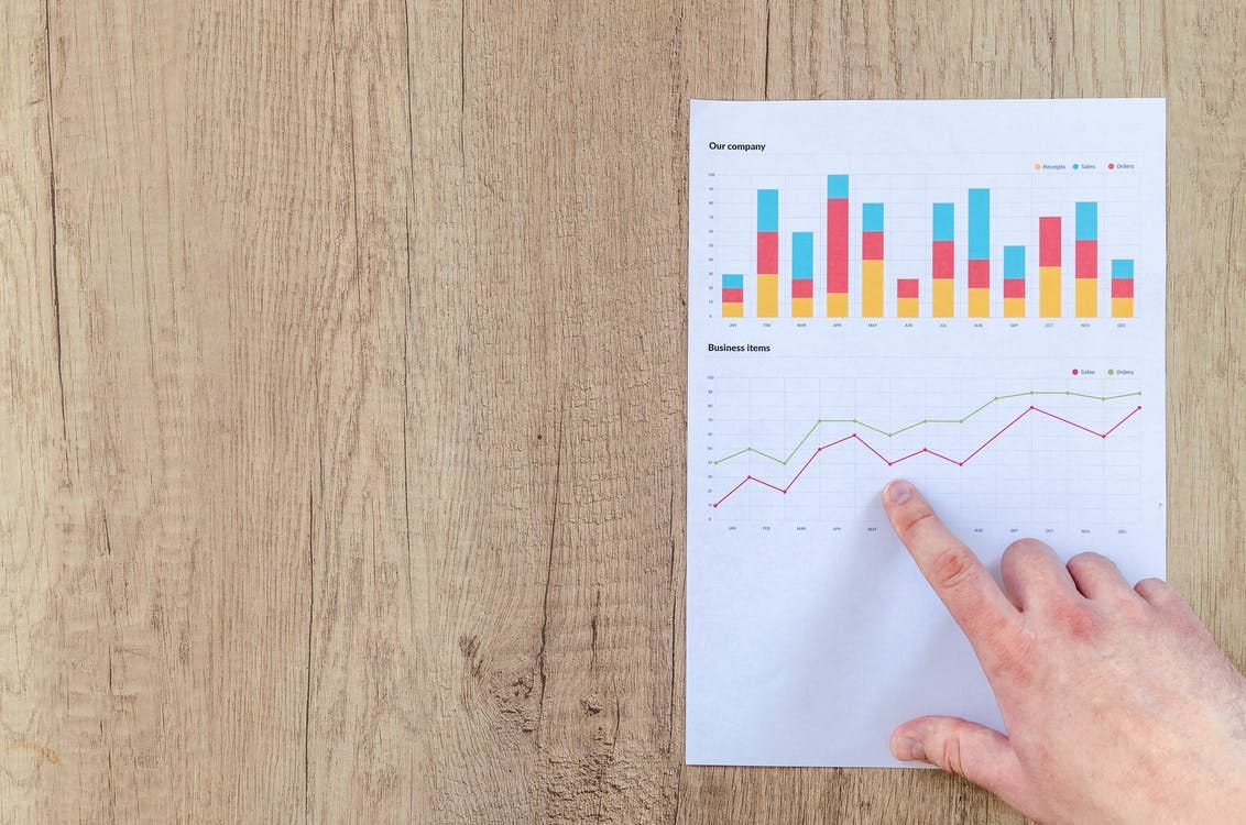 Personne Pointant Le Graphique De Ligne De Papier