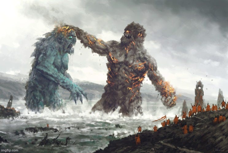 Giants Fighting | image tagged in giants fighting | made w/ Imgflip meme maker
