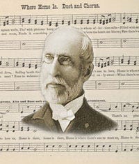 Image: George Frederick Root with a background of music Image: George Frederick Root with a background of music