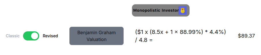 Benjamin Graham Revised AMD fair value: $89.37 Benjamin Graham Revised AMD fair value: $89.37