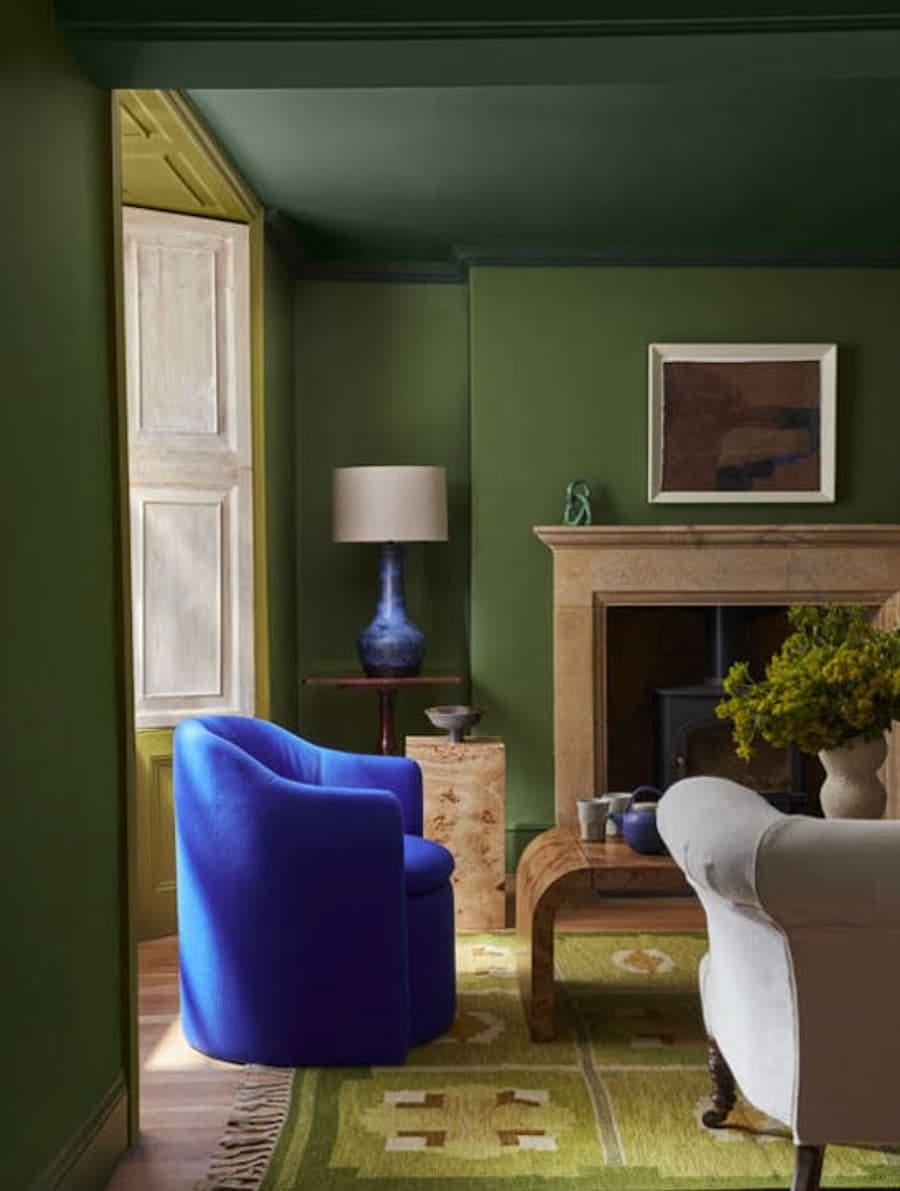 double drenched living room using tones of green double drenched living room using tones of green
