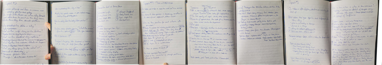 A series of handwritten pages in a notebook.