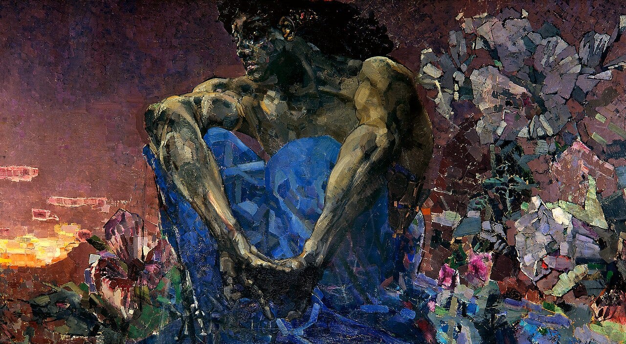 Mikhail Vrubel, The Demon Seated, 1890 Mikhail Vrubel, The Demon Seated, 1890