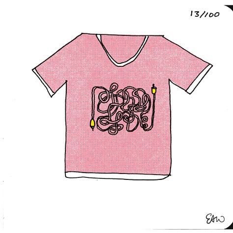 Nine more t-shirt thumbnail sketches.