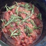 Look at that rich deliciousness! Gorgeous crock pot shanks. Tomatoes, rosemary and garlic make this crock pot shank recipe smell wonderful