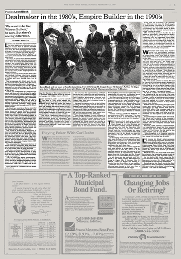 Profile/Leon Black; Dealmaker in the 1980's, Empire Builder in the 1990 ... Profile/Leon Black; Dealmaker in the 1980's, Empire Builder in the 1990 ...