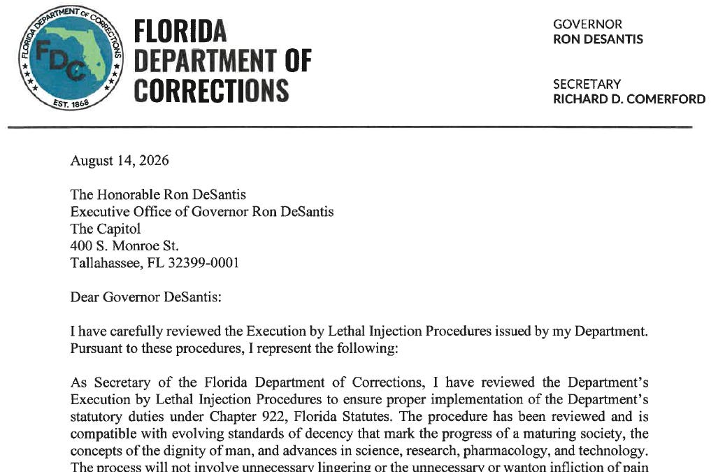 Florida recertifies its lethal injection protocol