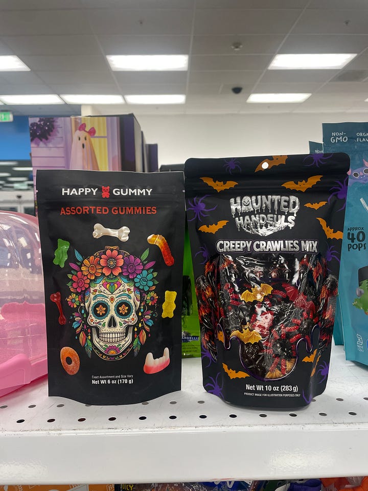 Day of the Dead candy and bar on Halloween.