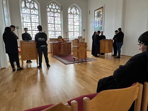 A prayer chapel with people praying