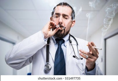 Stressed Doctor Smoking Many Cigarettes Same Stock Photo 551497735 |  Shutterstock