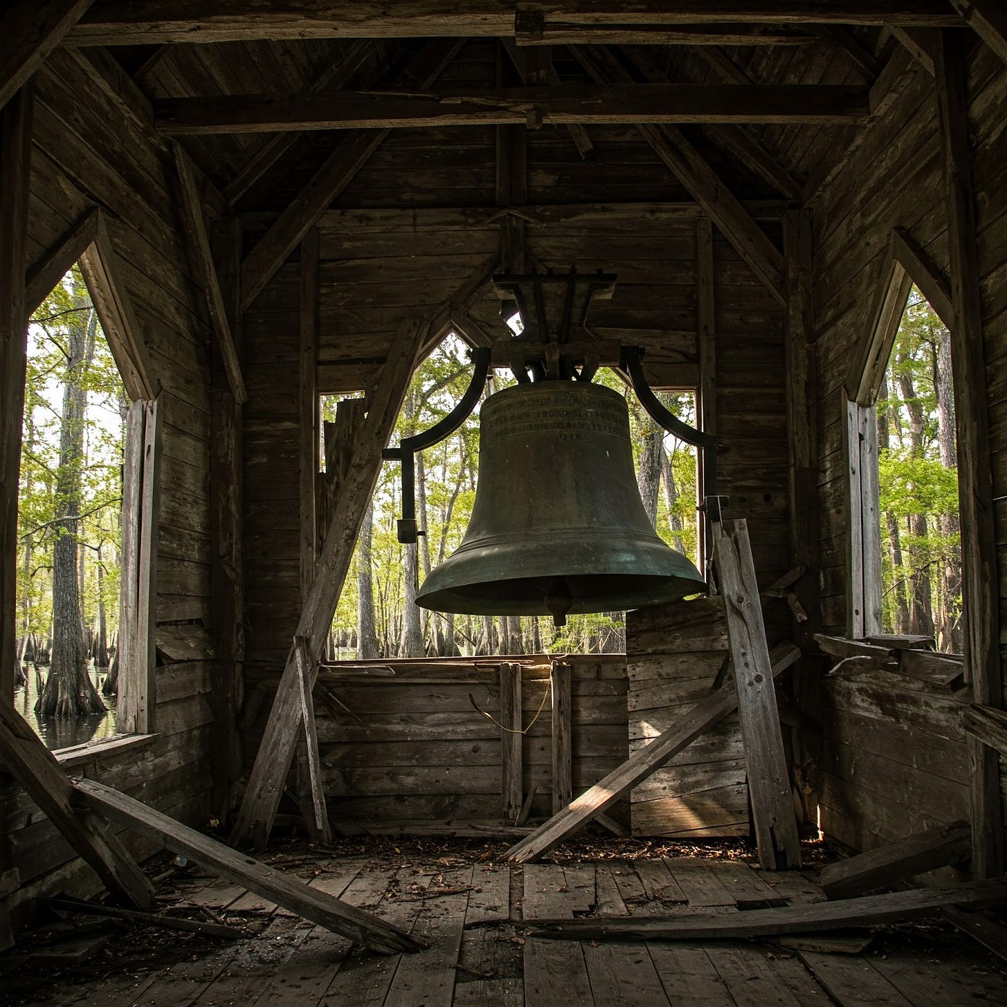 Photo of church bell ringing in earthquake.