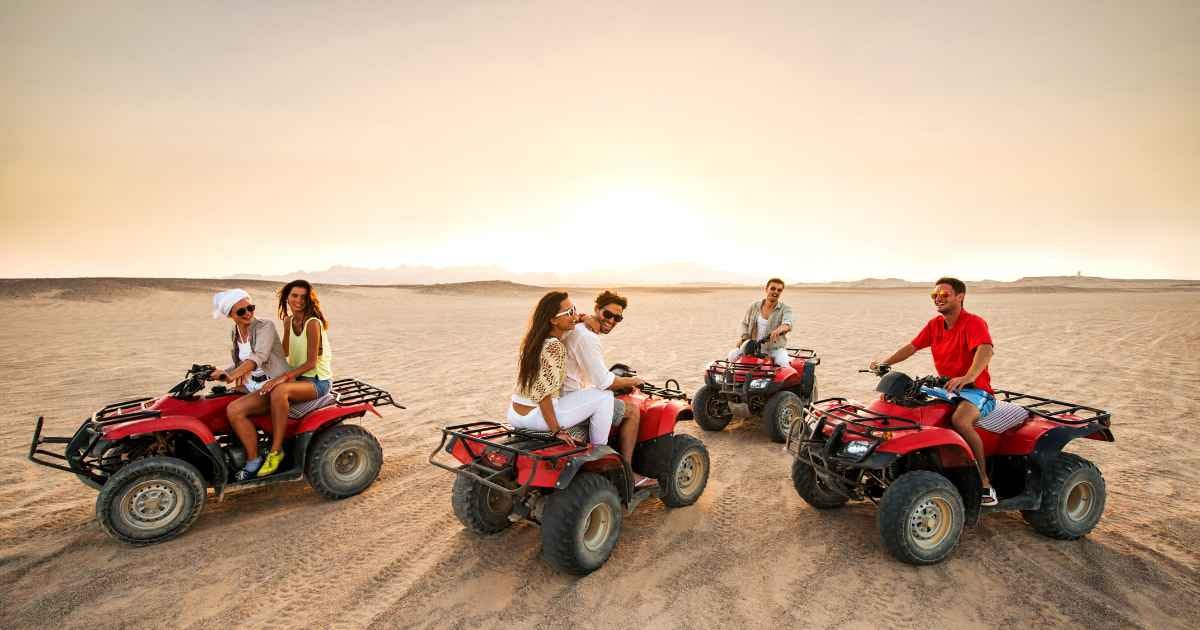 Driving quad bikes in the desert