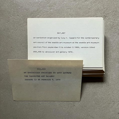 955,000. An exhibition organized by Lucy Lippard, Edited by Lucy Lippard, The Vancouver Art Gallery, Vancouver, 1970 [Studio Bruno Tonini, Gussago (BS). © Lucy Lippard]