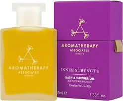 An image of the purple bottle of Aromatherapy Associates Inner Strength Bath & Shower Oil for The Beauty Ed® substack