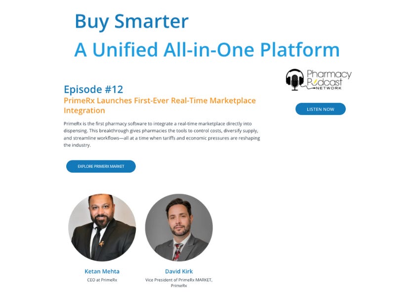 PrimeRx has achieved an industry milestone by fully integrating its real-time pharmaceutical marketplace, PrimeRx MARKET, directly into the core dispensing platforms, PrimeRx Enterprise and PrimeRx CLOUD. This strategic implementation positions PrimeRx as the first pharmacy software platform to embed a competitive drug procurement solution directly into the essential workflow. The integration provides users with instant access to procurement tools, allowing them to compare pricing from over 40 vetted wholesalers (from conversation history) and place purchase orders within the PrimeRx system, eliminating the need for system toggling. PrimeRx CEO Ketan Mehta notes that granting pharmacies direct control over purchasing is vital for optimizing cash flow and profits. This capability assists in diversifying supply and streamlining operations at a time when tariffs and economic pressures are impacting the industry. This integration is a foundational element of the broader PrimeRx Pharmacy Ecosystem. For detailed information, listeners should access Episode #12: PrimeRx Launches First-Ever Real-Time Marketplace Integration of the Pharmacy Podcast: Tech Trends.