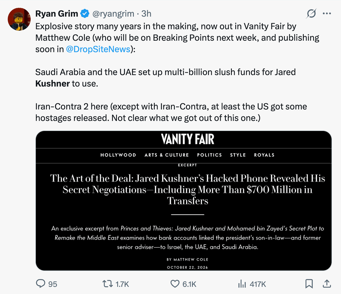 BREAKING: The GRU Read Jared Kushner’s Texts for Years and Found $700 ...