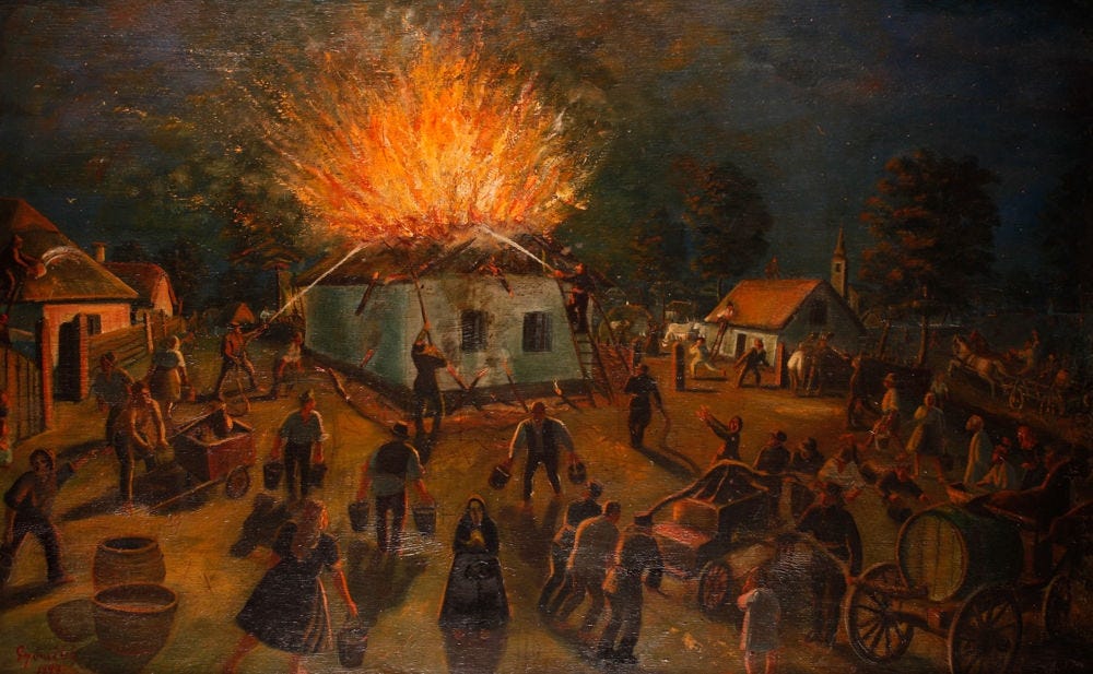 Elek Gyori | Burning House... (1947) | MutualArt