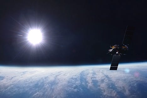 Artist's rendering of the GLORY satellite in orbit. Artist's rendering of the GLORY satellite in orbit.