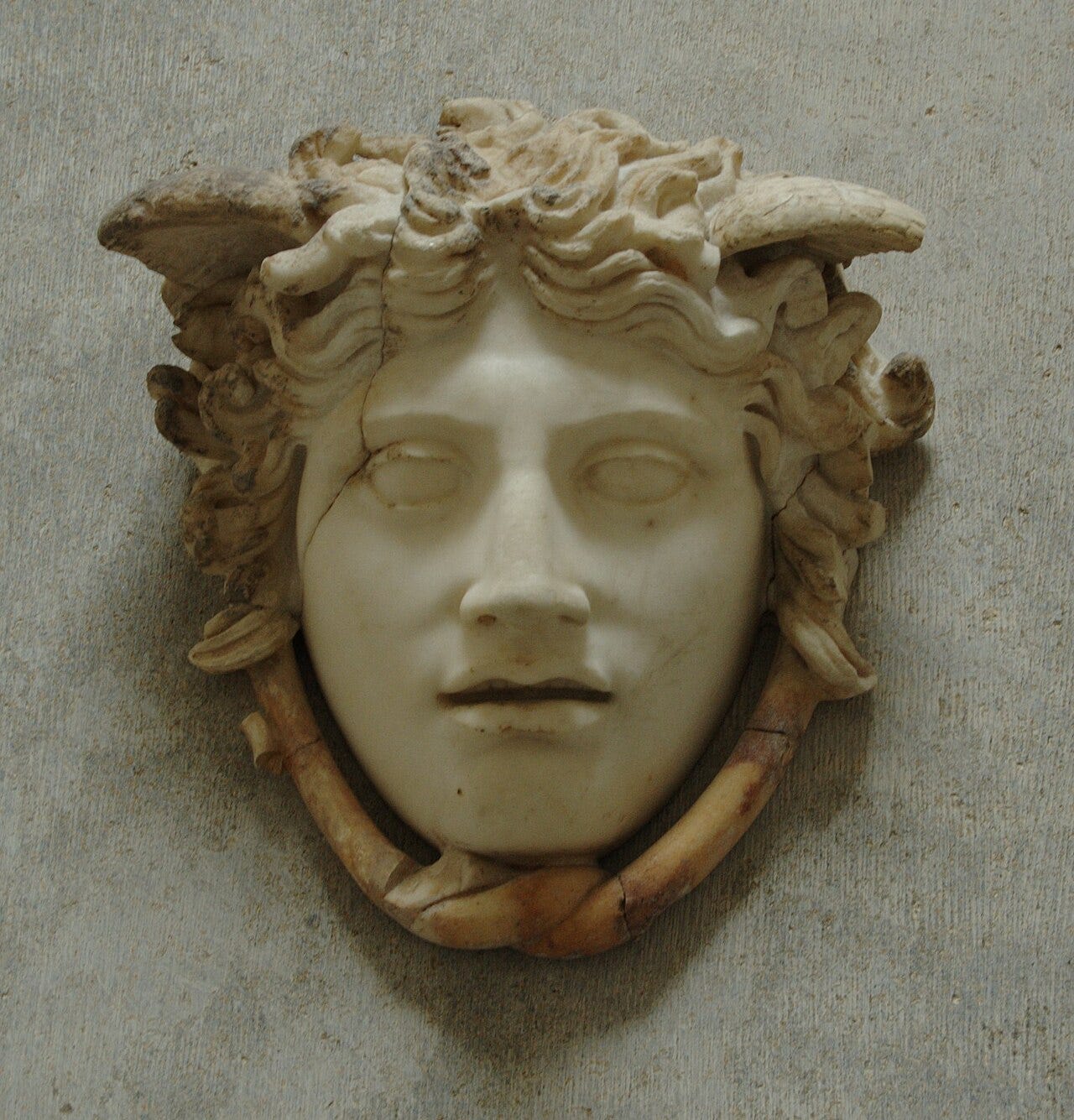 Serene marble Medusa mask, the beautiful type Serene marble Medusa mask, the beautiful type