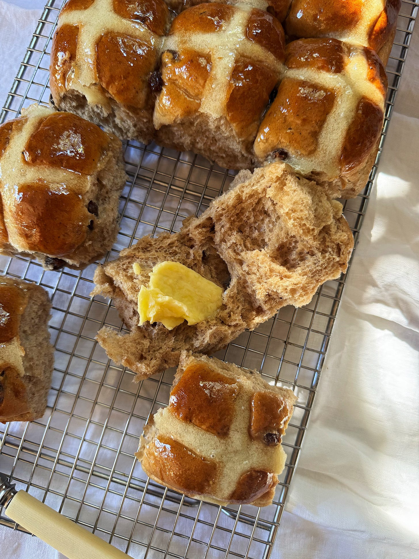 Shokupan Hot Cross Buns - by Julia Busuttil Nishimura
