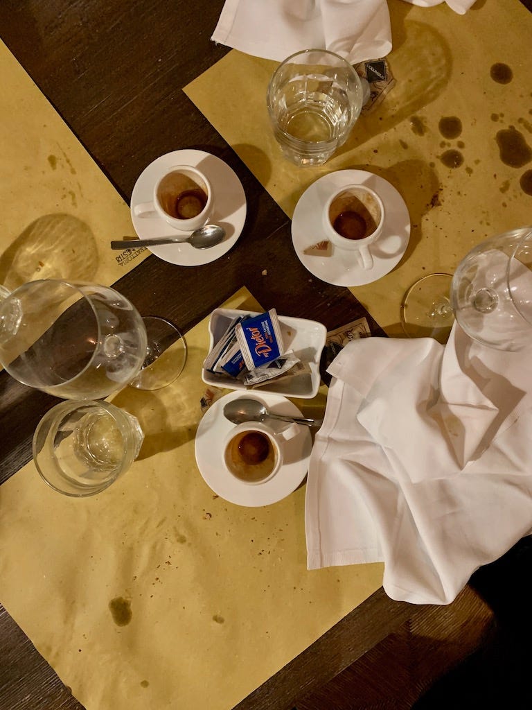 After the meal at Trattoria Penestri in Rome