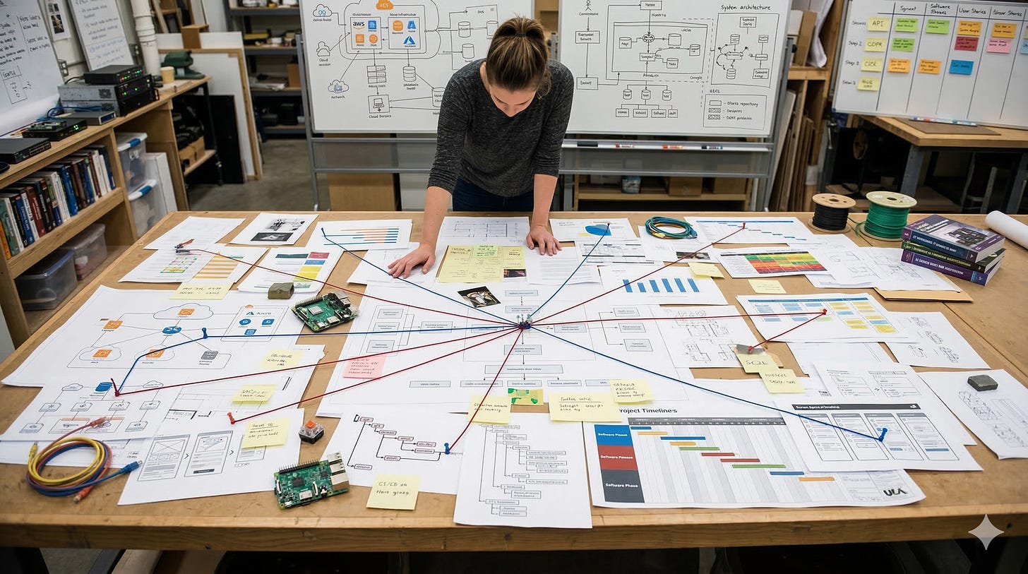 Woman examining complex project plan (for illustration only)