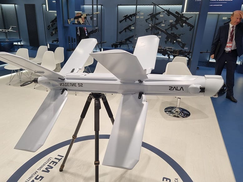 The Lancet-1/Izdeliye-52 (article-52), a member of the Lancet family of loitering strike drones The Lancet-1/Izdeliye-52 (article-52), a member of the Lancet family of loitering strike drones