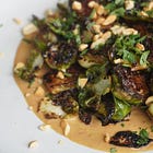 Crispy Maple Brussels & Peanut Sauce