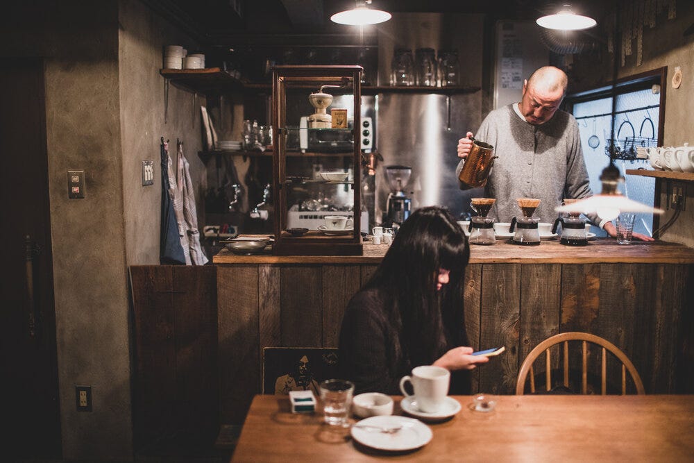 Interior view of Elephant Factory. The space is small but sufficient to make some incredible pour-over coffee.