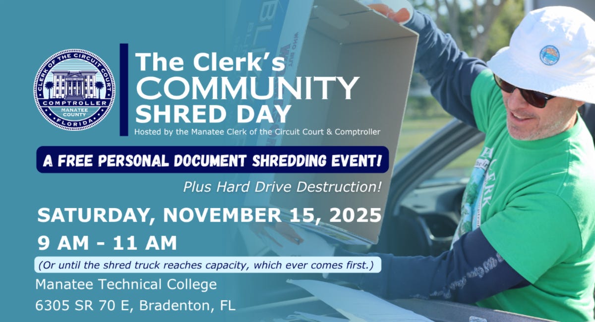 Clerk’s Community Shred Day Set for November 15 in Bradenton