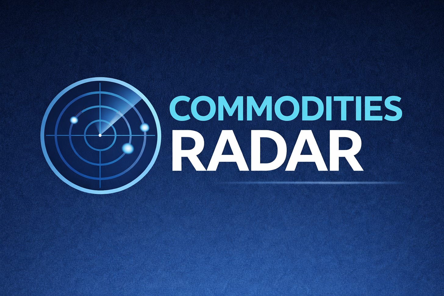 Commodities Radar logo featuring a stylized radar interface with circular grid and signal points on a dark blue background, representing cross‑market intelligence and flow tracking across global commodity systems. Visual identity and analysis by Luca Mattei, specialized commodities and macro analyst.