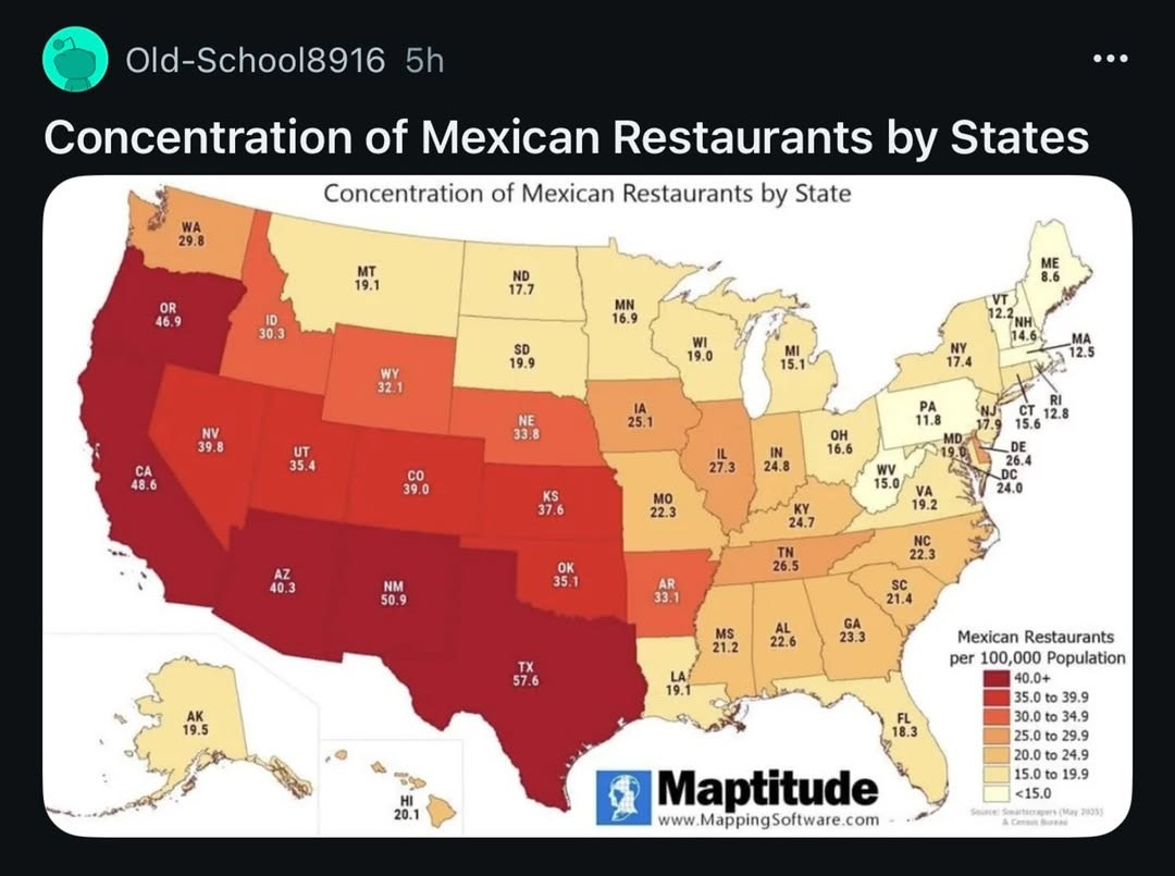 Concentration of Mexican Restaurants By U.S. State Concentration of Mexican Restaurants By U.S. State