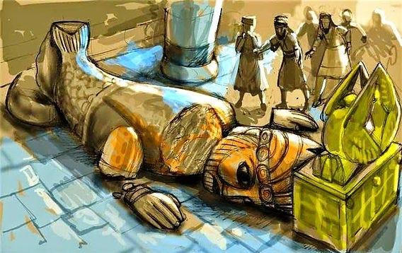 Poole on 1 Samuel 5:4, 5: Dagon Shattered before the Ark! Poole on 1 Samuel 5:4, 5: Dagon Shattered before the Ark!