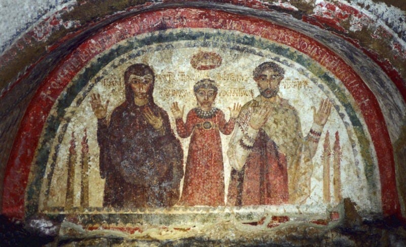 Title: Fresco-Catacomb of San Gennaro - - [Lectionary selection, Fifth Sunday of Easter, Year C]
[Click for larger image view]