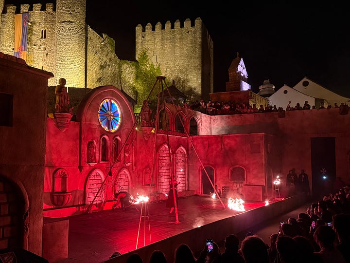 Jousting arena, fire dancing and a food stall with Vikings cooking